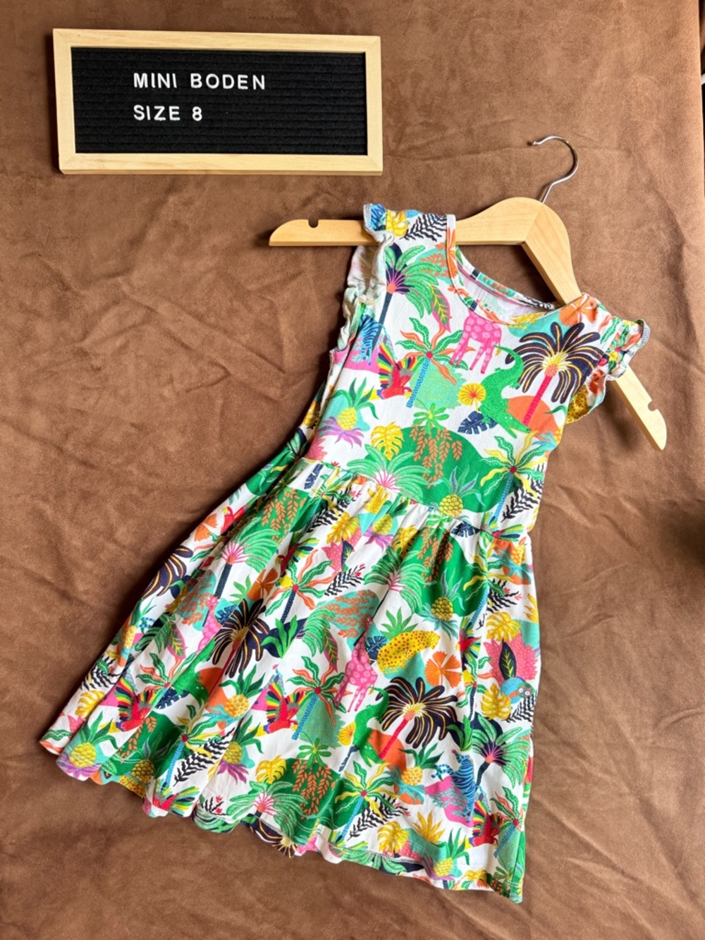 Mini Boden Tropical Animal Knit Dress